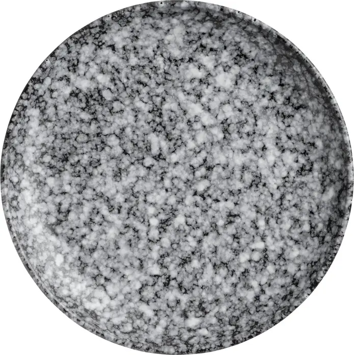 Farfurie Rasa Rotunda VEGA Mamaro, 27 cm, Alb/Negru, Set de 4 piese, Gresie cu Aspect de Piatra Naturala, Compatibila cu Masina de Spalat Vase si Cuptor cu Microunde
