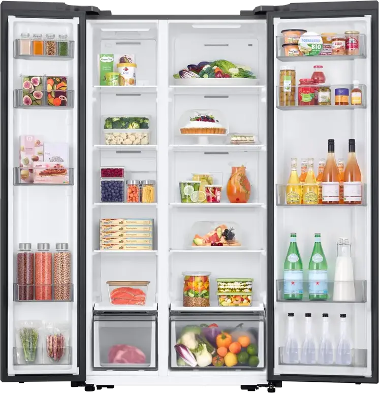 Samsung RS57DG400EM9EO Side-by-Side Refrigerator, 583L Net Volume, No Frost, Digital Inverter Compressor, AI Energy Mode, SmartThings Wi-Fi, Silver