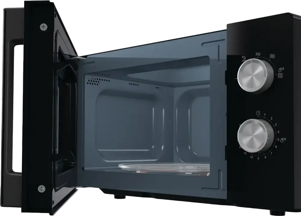 Gorenje MO17E1W Solo Microwave Oven, 17L Capacity, 700W Power, 5 Power Levels, Mechanical Control, EasyClean Enamel Interior, Black