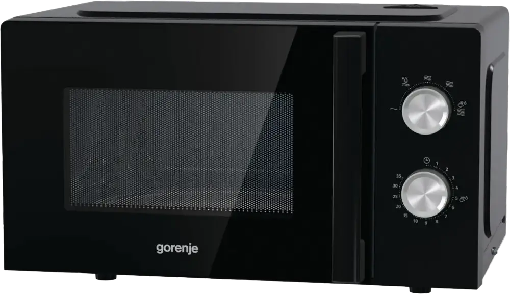 Gorenje MO17E1W Solo Microwave Oven, 17L Capacity, 700W Power, 5 Power Levels, Mechanical Control, EasyClean Enamel Interior, Black