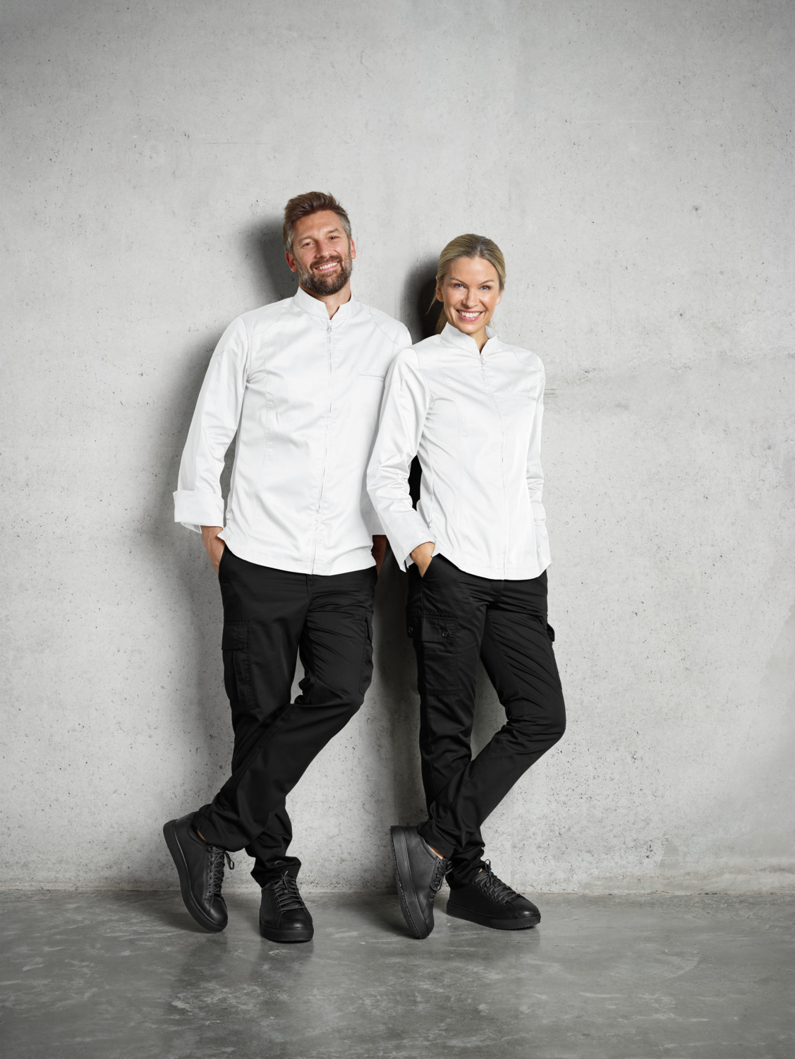 Jobeline Racer Women's Sporty Lightweight Chef Jacket, White, Size 38, 65% Polyester 35% Cotton, Mesh Panels, Central Zipper, OEKO-TEX Standard 100