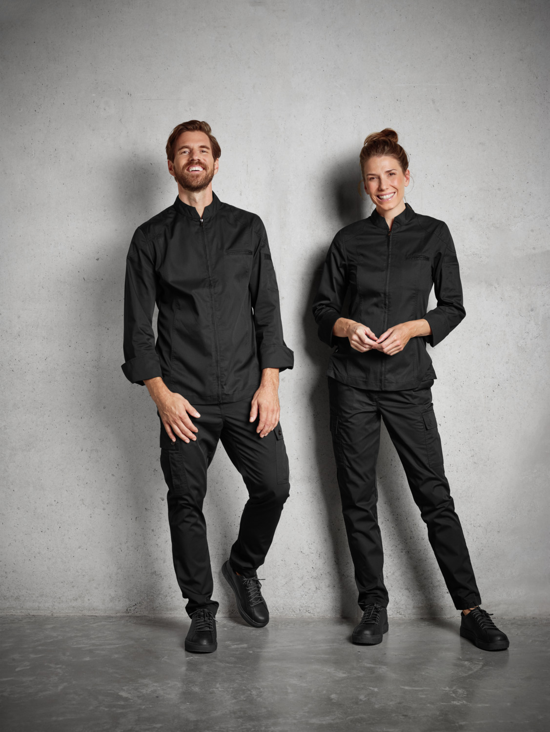 Jobeline Racer Women's Sporty Lightweight Chef Jacket, Black, Size 50, 65% Polyester 35% Cotton, Mesh Panels, Central Zipper, OEKO-TEX Standard 100