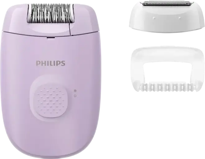 Epilator cu fir Philips BRE237/00 Series 2000, 3-in-1 Epilare Rasnet Trimare, 20 Pense, Lumina LED, Cap Lavabil, Violet