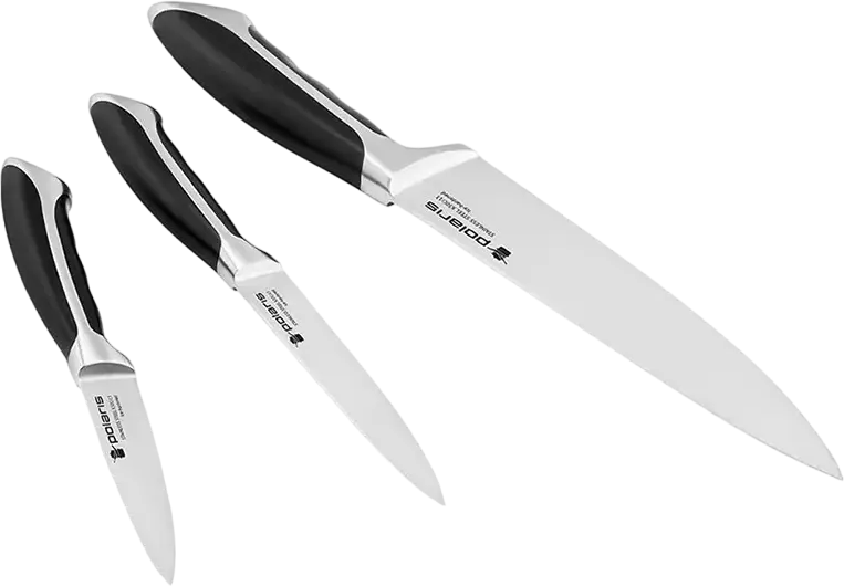 Polaris Millennium-3SS 3-Piece Knife Set, X100-13 Stainless Steel ICE HARDENING Blades, Ergonomic Plastic Handles, Chef's 20cm Universal 12.7cm Paring 9cm