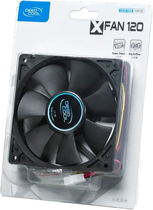 Ventilator Geanta Deepcool XFAN120, 120x120x25mm, Rulment Hidraulic, 1300 RPM, 43.56 CFM, Conectori Molex si 3-pin, Negru