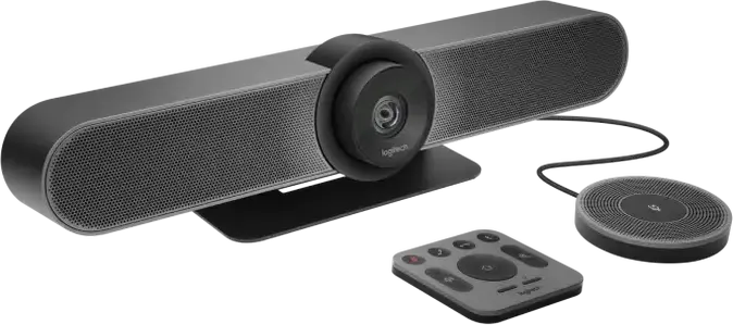 Logitech MeetUp All-in-One Conference Camera, 4K Ultra HD, 120 Degree Field of View, 5x Digital Zoom, RightSight Auto-framing, Integrated Soundbar, Black