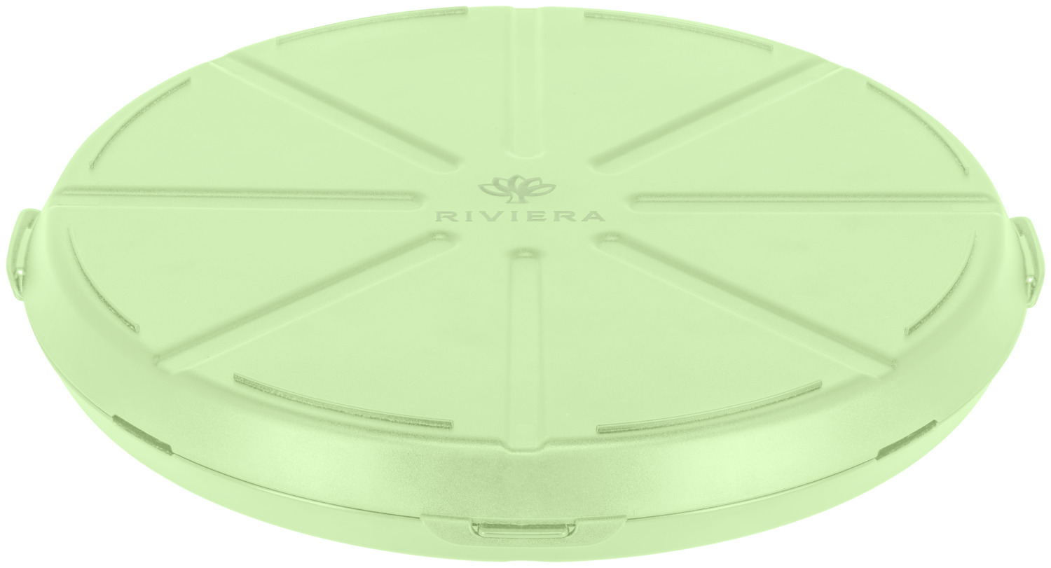 elasto REuse elasto GmbH & Co. KG Reusable pizza box Yari Neo Mehrweg Pizza-Box Yari Neo Reusable pizza box Yari Neo; 35.8x4.9 cm (ØxH); green; round; 10 piece / pack Mehrweg Pizza-Box Yari Neo; 35.8x4.9 cm (ØxH); grün; rund; 10 Stück / Pack This eco-conscious reusable pizza box is made of thermoplastic material using a climate-positive manufacturing process. Reusable, up to 100 % recyclable and naturally BPA free. The top and base can be easily and securely inserted into each other to seal the container. Suitable for the microwave, (industrial) dishwasher and fridge. Provides reliable temperature resistance between 0 °C and +60 °C. Not suitable for the oven. Stackable. Orders of 100 pieces or more can be customized with your desired logo. Die umweltbewusste Mehrweg Pizza-Box ist aus thermoplastischem Kunststoff klima-positiv hergestellt. Wiederverwendbar, zu 100 % recycelbar und natürlich BPA frei. Die Oberteile lassen sich zum Verschließen leicht ineinander stecken. Für die Mikrowelle, die (Industrie-)Spülmaschine und den Kühlschrank geeignet. Die Temperaturbeständigkeit ist zwischen 0°C und +60°C zuverlässig gewährleistet. Nicht für den Backofen geeignet. Stapelbar. Eine Veredelung mit Ihrem Wunsch-Logo ist ab 100 Stück möglich.