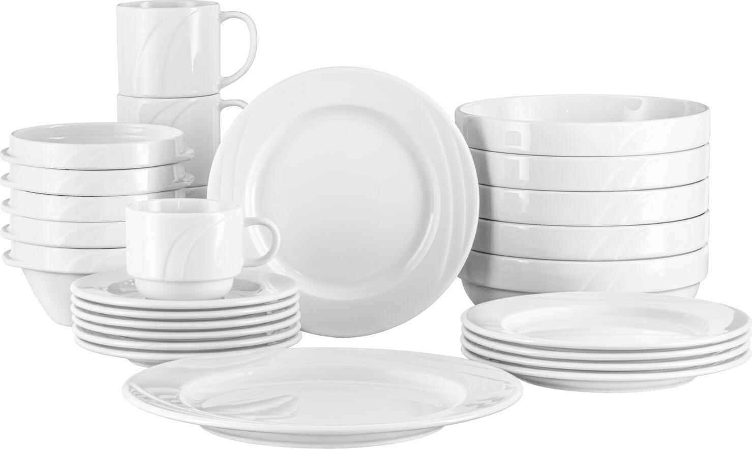 Pulsiva Melody Porcelain Soup Cup, 280ml White Round Bowl with Two Handles, Elegant Relief Pattern, Dishwasher and Microwave Safe, Stackable