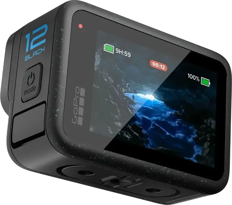 GoPro HERO12 Black Action Camera, 5.3K 60fps Video, 27MP, GP2 Processor, HyperSmooth 6.0 Stabilization, Waterproof, 2.27" Touch Screen, Black