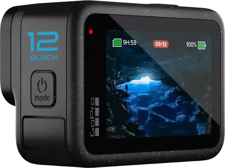 GoPro HERO12 Black Action Camera, 5.3K 60fps Video, 27MP, GP2 Processor, HyperSmooth 6.0 Stabilization, Waterproof, 2.27" Touch Screen, Black