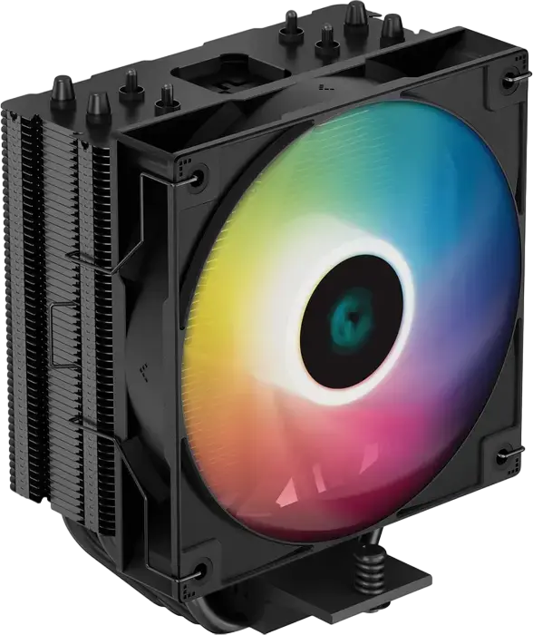 Cooler CPU Deepcool AG400 ARGB, TDP 220W, 4 heatpipe-uri de 6mm contact direct, ventilator PWM 120mm, rulment Hydro, compatibil Intel LGA1851/1700/1200/115x si AMD AM5/AM4