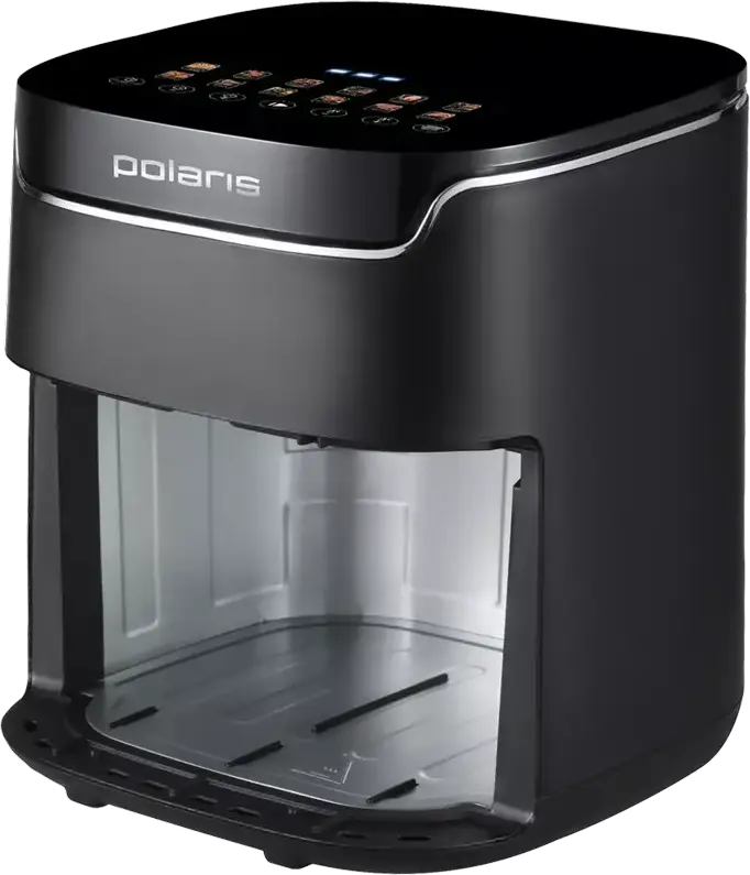 Friteuza cu aer cald Polaris PAF 5502, Capacitate 6L, Putere 1600W, Bol Antiaderent, Control Tactil cu Display, Negru
