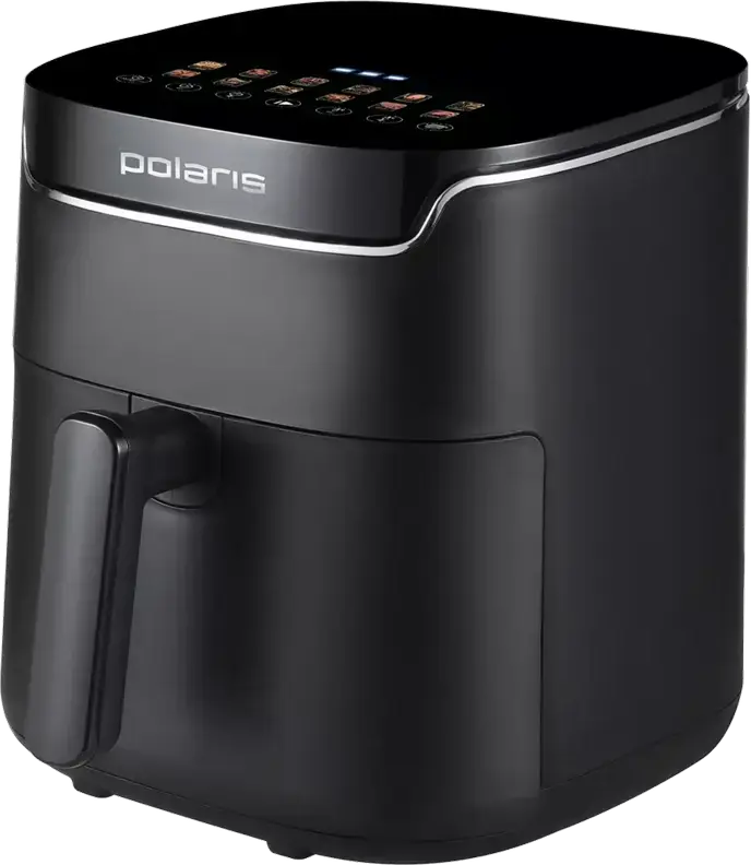 Friteuza cu aer cald Polaris PAF 5502, Capacitate 6L, Putere 1600W, Bol Antiaderent, Control Tactil cu Display, Negru
