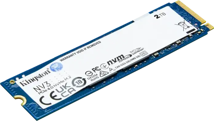 SSD-накопитель Kingston NV3 2048GB M.2 NVMe PCIe 4.0 x4, внутренний твердотельный диск, 3D NAND, чтение 6000МБ/с, запись 5000МБ/с для ПК и ноутбука