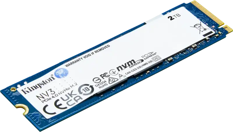 SSD-накопитель Kingston NV3 2048GB M.2 NVMe PCIe 4.0 x4, внутренний твердотельный диск, 3D NAND, чтение 6000МБ/с, запись 5000МБ/с для ПК и ноутбука