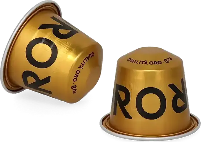 Capsule de Cafea Lavazza Qualita Oro pentru Masini Nespresso Original, 100% Arabica, Prăjire Ușoară, Intensitate 8/13, Capsule de Aluminiu, Note Fructate și Florale