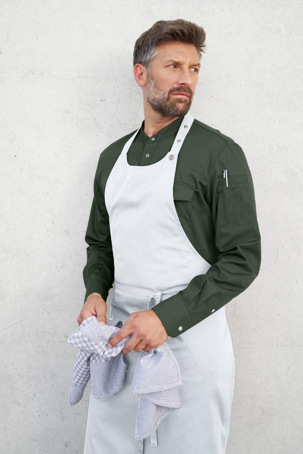 Jobeline Lenny Bib Apron, White, 88x80 cm, 65% Polyester 35% Cotton, Adjustable Neckband, Dishcloth Loop, OEKO-TEX Standard 100