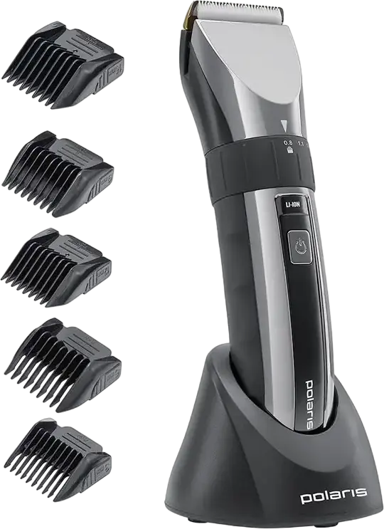Tundeta electrica Polaris PHC 3017RC Argan Therapy PRO pentru par si barba, lame din otel inoxidabil cu titan, 0.8-16mm, baterie Li-ion, cu suport