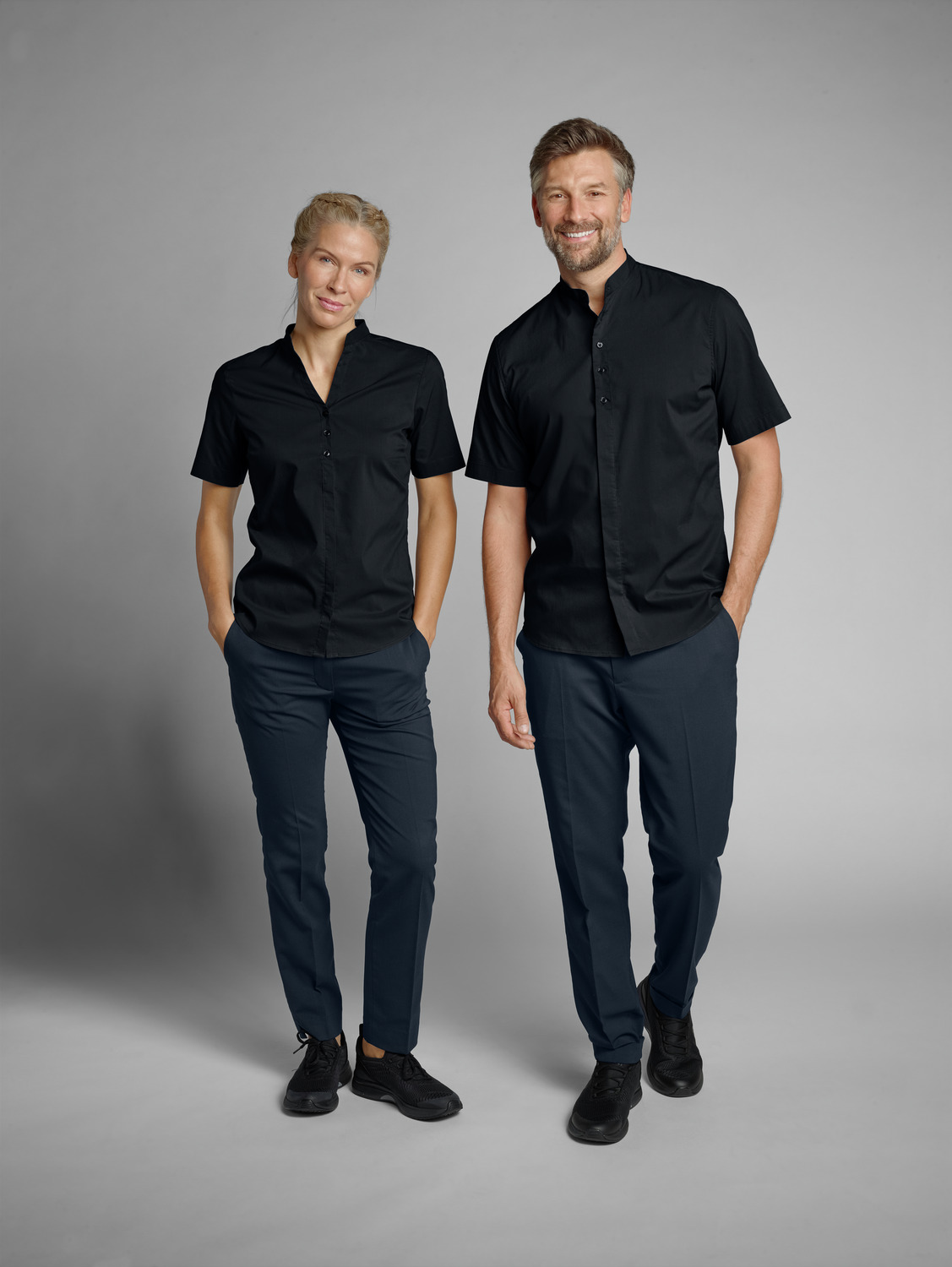 Jobeline Lani Men's Short Sleeve Shirt, Regular Fit, Cotton-Polyester Blend, Easy-Care, Easy-Iron, Short Stand-Up Collar, OEKO-TEX Certified