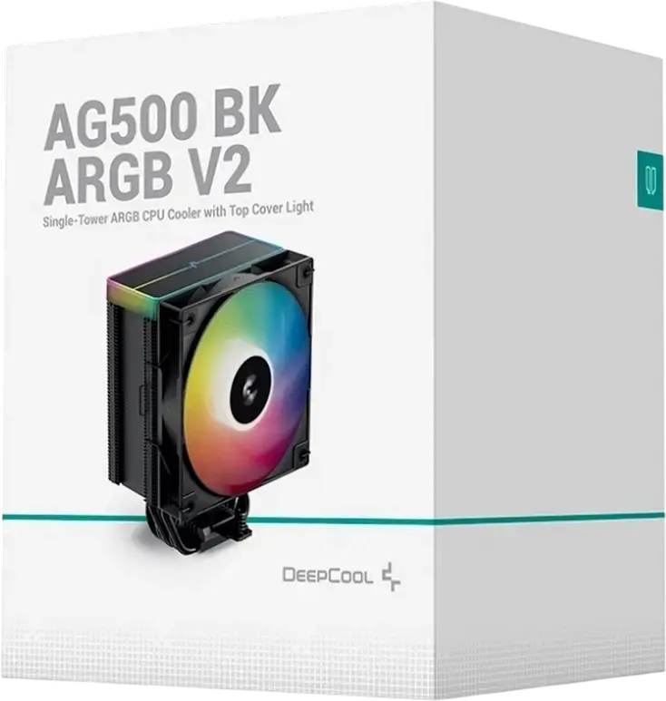 Кулер для процессора Deepcool AG500 BK ARGB V2 Single-Tower, TDP 240Вт, 5 медных тепловых трубок 6мм, PWM вентилятор 120мм, ARGB LED, для Intel LGA1851/1700/1200/115X и AMD AM5/AM4