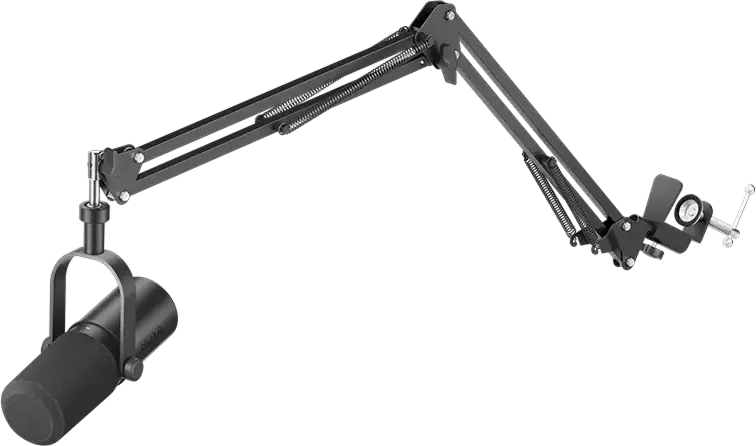 Microfon de Studio Dinamic Boya CastMic P60B, Cardioida, Iesiri Dual USB-C si XLR, 24-bit/48kHz, cu Brat de Suspendare si Pop Filter pentru Podcast