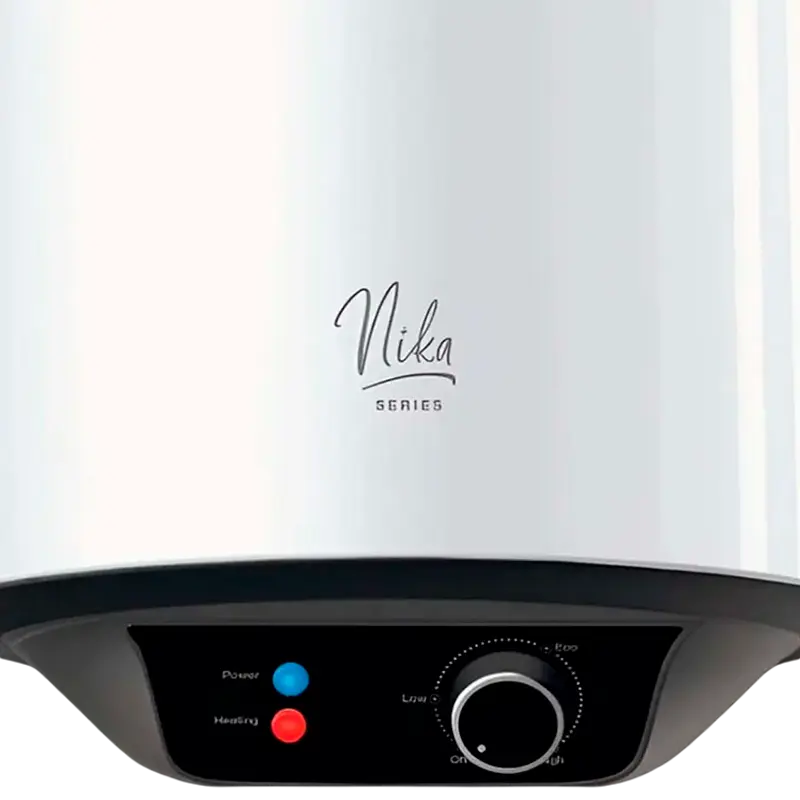 Boiler Electric Vertical Thermex Nika 100 L, Rezervor cu Smaltuire Bio-glass-porcelain, Carcasa din Otel, Indicator Temperatura Analogic, Alb
