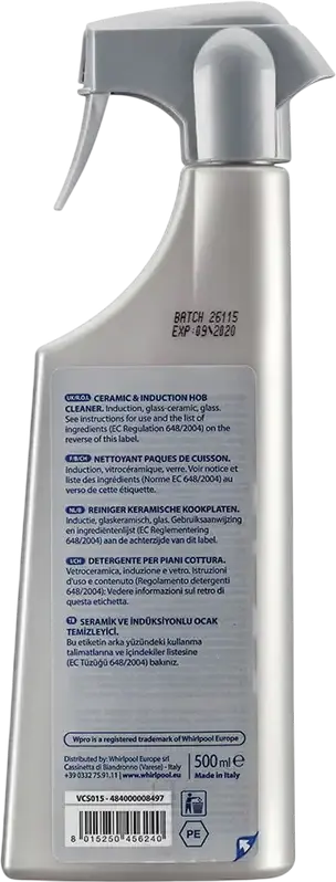 Wpro Ceramic & Induction Hob Cleaner Spray 500ml, Non-Scratch Descaling Solution for Glass Hobs, VCS015 484000008497