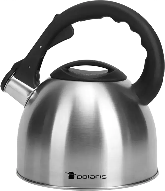 Polaris Verde Whistling Kettle, 2.2L, Stainless Steel Body, Bakelite Handle and Lid, Silver, with Integrated Spout Opening Device