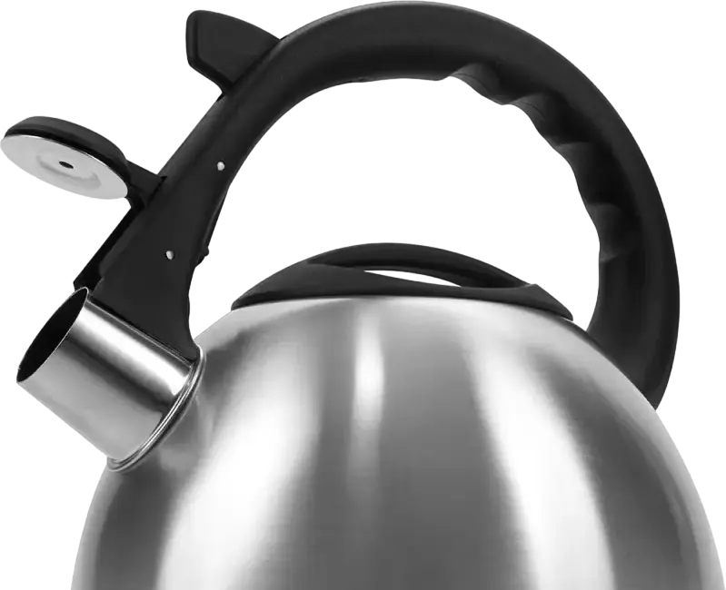 Polaris Verde Whistling Kettle, 2.2L, Stainless Steel Body, Bakelite Handle and Lid, Silver, with Integrated Spout Opening Device