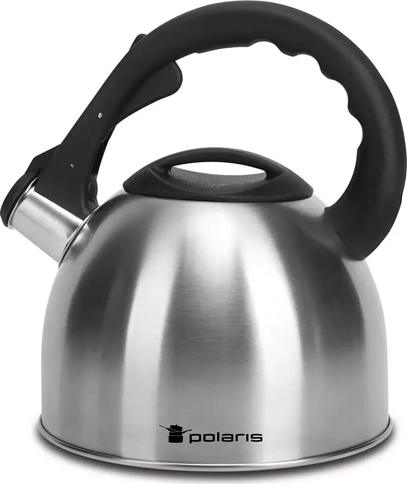 Polaris Verde Whistling Kettle, 2.2L, Stainless Steel Body, Bakelite Handle and Lid, Silver, with Integrated Spout Opening Device