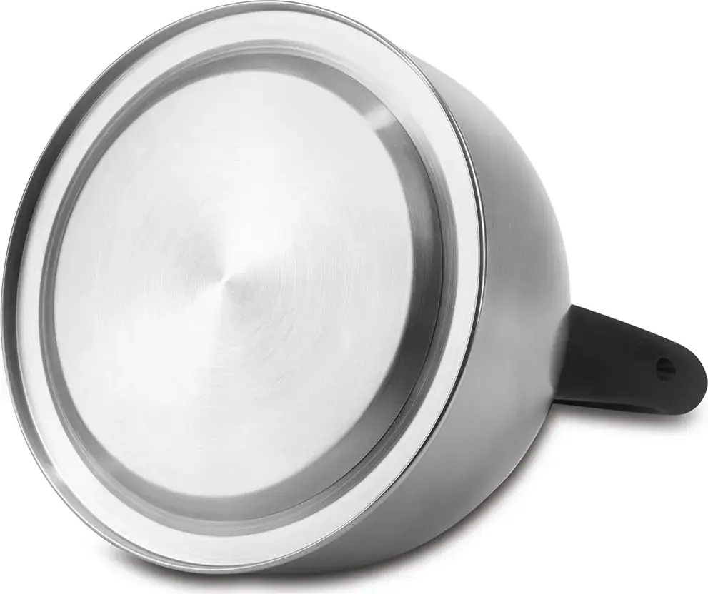 Polaris Verde Whistling Kettle, 2.2L, Stainless Steel Body, Bakelite Handle and Lid, Silver, with Integrated Spout Opening Device