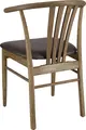 VEGA Olmaro Wooden Chair, Oak Wood Frame, Brown Imitation Leather Seat, Natural Base, 44x44x80 cm, Modern Design with Curved Backrest, FSC Certified