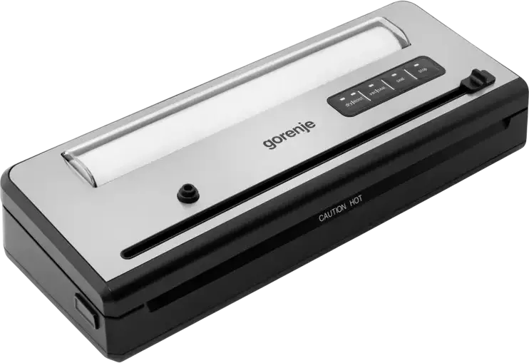 Gorenje VS110BE Vacuum Sealer, 110W, Stainless Steel and Plastic, Dry and Moist Modes, Vacuum-only and Sealing-only, Built-in Cutter, Grey/Black