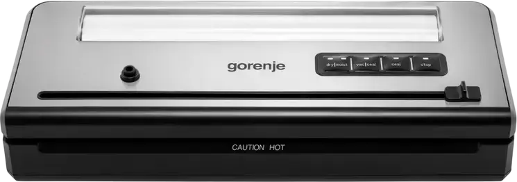Gorenje VS110BE Vacuum Sealer, 110W, Stainless Steel and Plastic, Dry and Moist Modes, Vacuum-only and Sealing-only, Built-in Cutter, Grey/Black