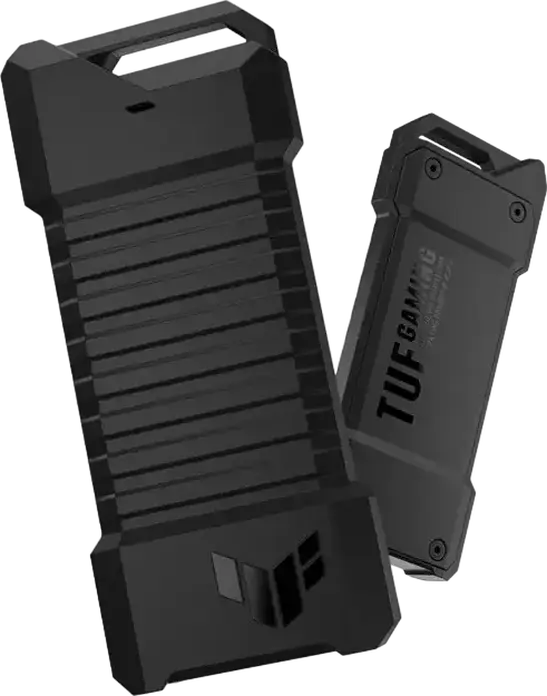 Cutie Externa SSD M.2 ASUS TUF Gaming A1, USB 3.2 Gen 2x1 Type-C, Suport NVMe PCIe si SATA, M.2 2280/2260/2242, Rezistenta IP68 la Apa si Praf, Negru