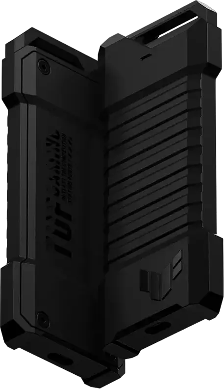 Cutie Externa SSD M.2 ASUS TUF Gaming A1, USB 3.2 Gen 2x1 Type-C, Suport NVMe PCIe si SATA, M.2 2280/2260/2242, Rezistenta IP68 la Apa si Praf, Negru
