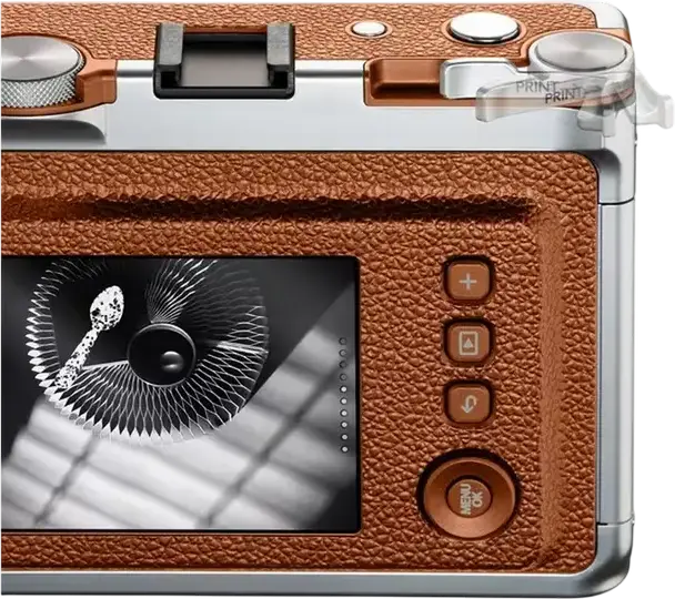 Fujifilm Instax Mini Evo Camera Instant Hibrid, Maro, Ecran LCD 3.0 inchi, Bluetooth, 100 Combinatii de Efecte, Senzor CMOS, compatibil cu film instax mini