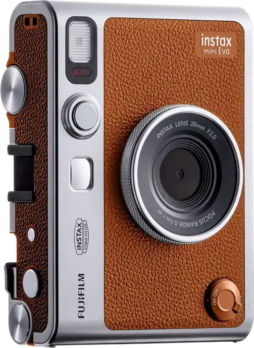 Fujifilm Instax Mini Evo Camera Instant Hibrid, Maro, Ecran LCD 3.0 inchi, Bluetooth, 100 Combinatii de Efecte, Senzor CMOS, compatibil cu film instax mini
