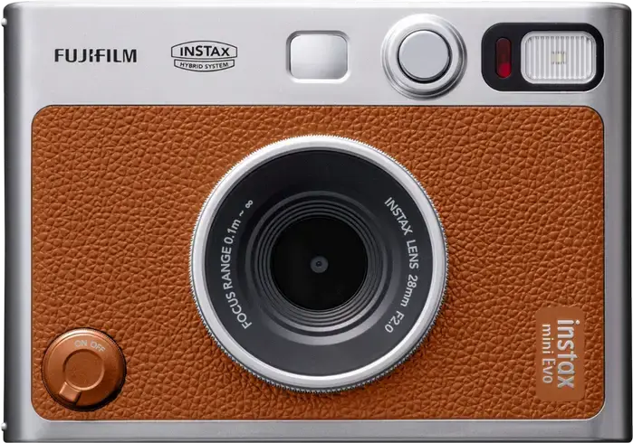 Fujifilm Instax Mini Evo Camera Instant Hibrid, Maro, Ecran LCD 3.0 inchi, Bluetooth, 100 Combinatii de Efecte, Senzor CMOS, compatibil cu film instax mini