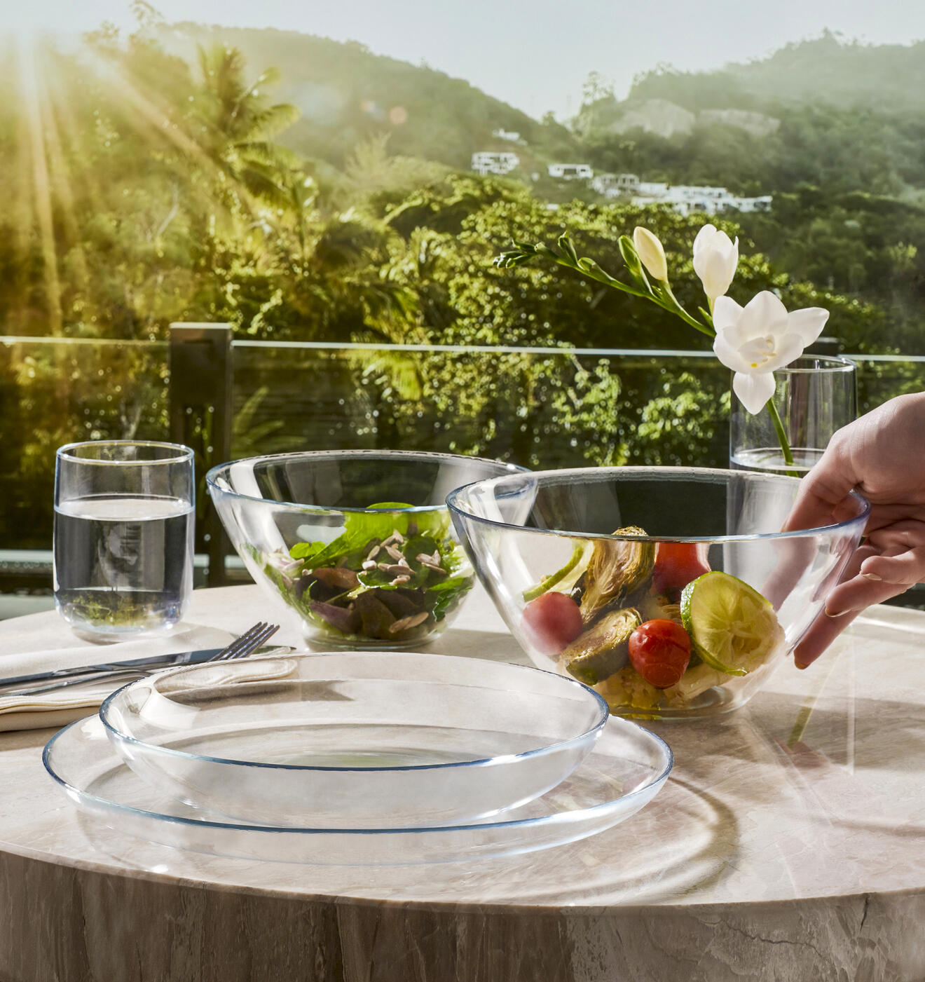 Pasabahce Iconic Round Flat Glass Plate, 26 cm Diameter, Transparent, Stackable and Dishwasher Safe