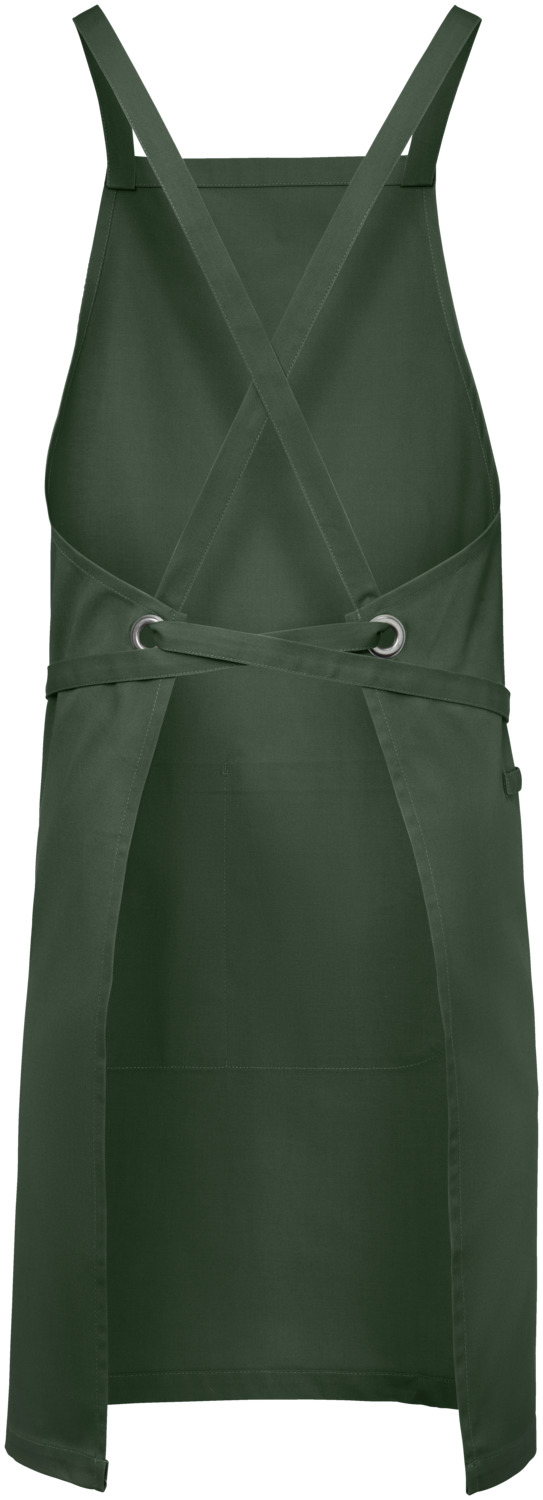 Jobeline Botero Bib Apron, dark olive, 88x100 cm, 65% Polyester 35% Cotton, 200 g/m², Crossed Back Straps, Tablet Pocket, Pen Tab, Washable at 60°C