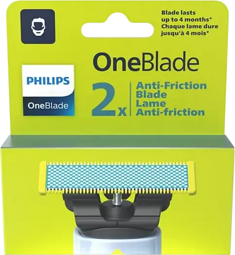 Lame de schimb Philips OneBlade QP225/50, cu strat anti-frictiune, utilizare Umed și Uscat, compatibile cu toate adaptoarele OneBlade, set de 2