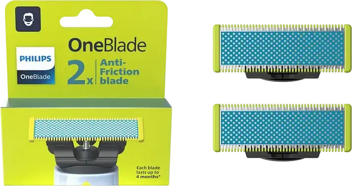 Lame de schimb Philips OneBlade QP225/50, cu strat anti-frictiune, utilizare Umed și Uscat, compatibile cu toate adaptoarele OneBlade, set de 2