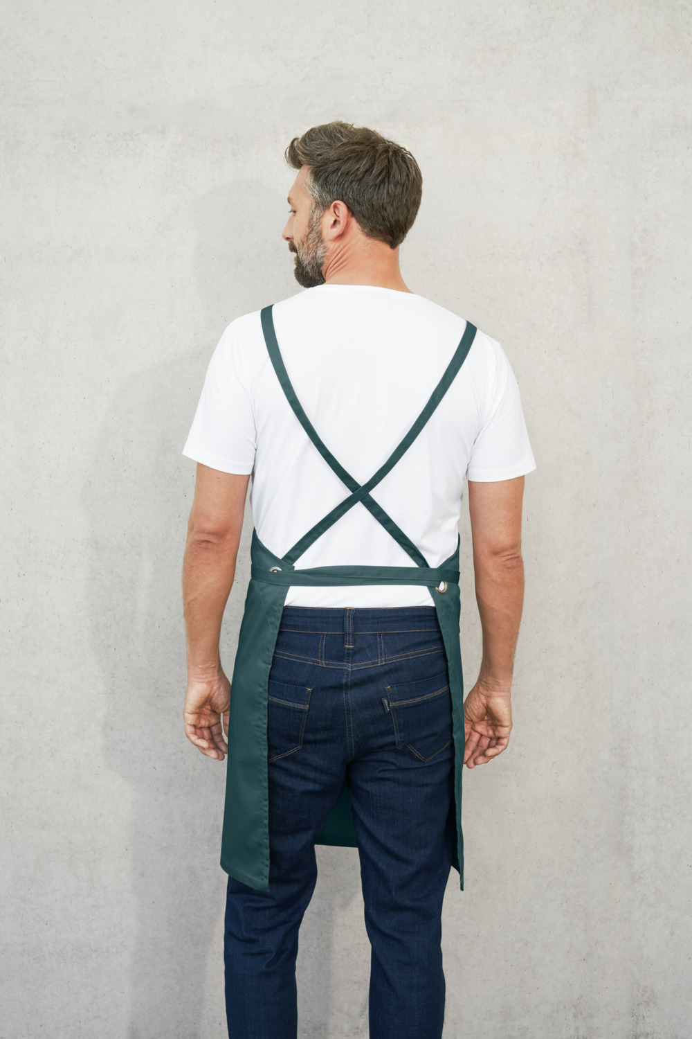 Jobeline Botero Bib Apron, Petrol Grey, 88x100 cm, 65% Polyester 35% Cotton, 200 g/m², Crossed Back Straps, Tablet Pocket, Pen Tab, Washable at 60°C