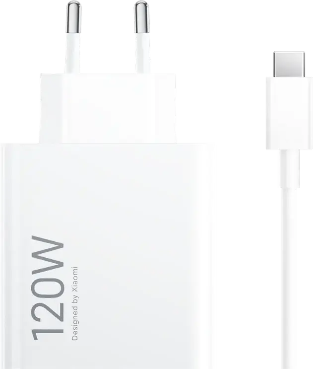 Xiaomi HyperCharge Combo 120W BHR9462EU Wall Charger, 6A Max Output, USB Type-A, EU Plug, White, Includes USB-A to USB-C Cable