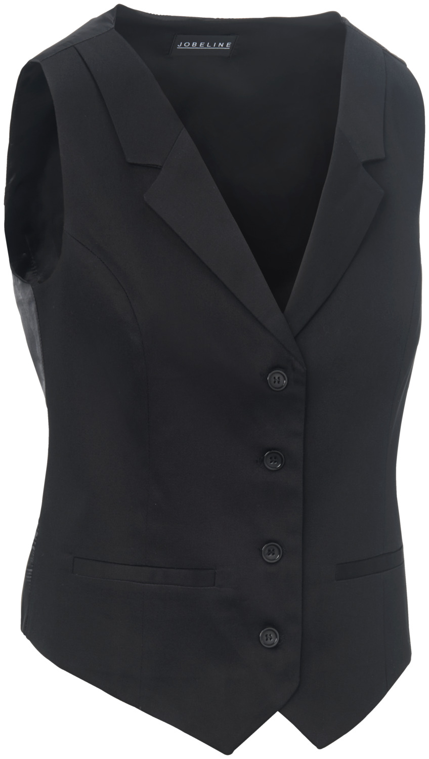 JOBELINE LUSINI Solutions GmbH Women's vest Austin Damenweste Austin Women's vest Austin; Size 46; black Damenweste Austin; Kleidergröße 46; schwarz 97 % cotton, 3 % spandex. 30 °C gentle wash. Modern, high-quality women's waistcoat made of satin stretch. With narrow lapel collar, classic middle 4-button placket, two inner piped pockets and functional, adjustable back strap. Fully lined and lined in the back for good ventilation. Tailored. Back length: 52.5 cm for size 36. 97 % Baumwolle, 3 % Elasthan. 30°-Schonwäsche. Moderne, hochwertige Damenweste aus Satinstretch. Mit schmalem Reverskragen, klassischer mittlerer 4-Knopfleiste, zwei innenliegenden Paspeltaschen und funktionalem, verstellbarem Rückenriegel. Komplett abgefüttert, sowie mit Futterstoff in der Rückenpartie gearbeitet für eine gute Belüftung. Tailliert geschnitten. Rückenlänge: 52,5 cm in Gr. 36