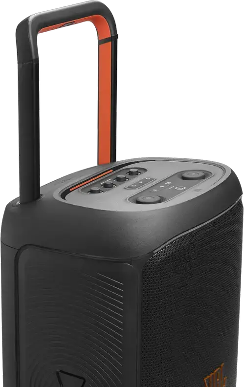 JBL PartyBox 520 Portable Audio System, 400W RMS, Bluetooth 5.4, Auracast, RGB Lighting, 15h Battery, Mic/Guitar Input, Wheels, Black
