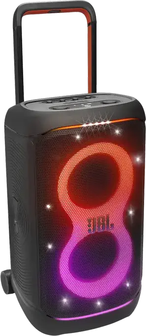 JBL PartyBox 520 Portable Audio System, 400W RMS, Bluetooth 5.4, Auracast, RGB Lighting, 15h Battery, Mic/Guitar Input, Wheels, Black