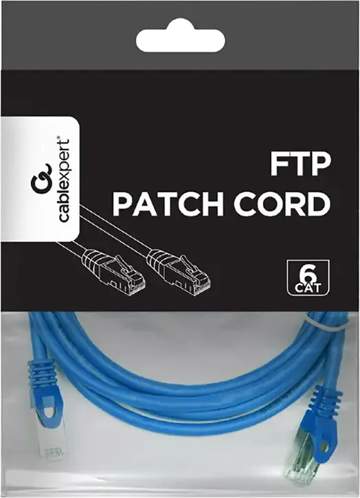 Патч-корд Cablexpert PP6 Cat6 FTP 3м Синий RJ45 Позолоченные контакты AWG26 Экранированный 250МГц с защитой Snagless
