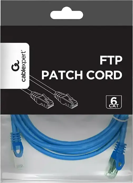 Патч-корд Cablexpert PP6 Cat6 FTP 3м Синий RJ45 Позолоченные контакты AWG26 Экранированный 250МГц с защитой Snagless